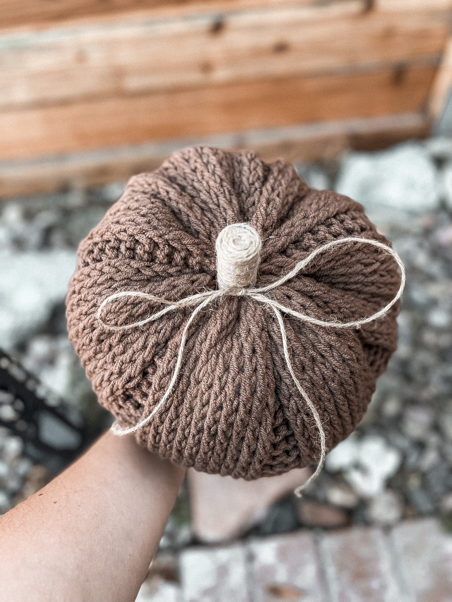 Jumbo Knitted Brown Pumpkin Pillow