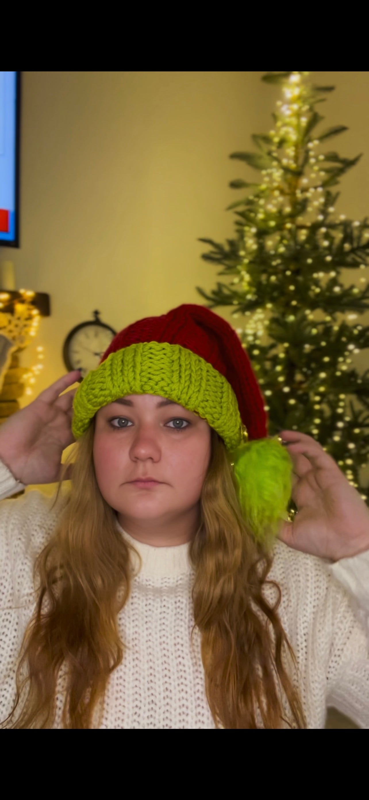 Knitted Grinch Santa Hat