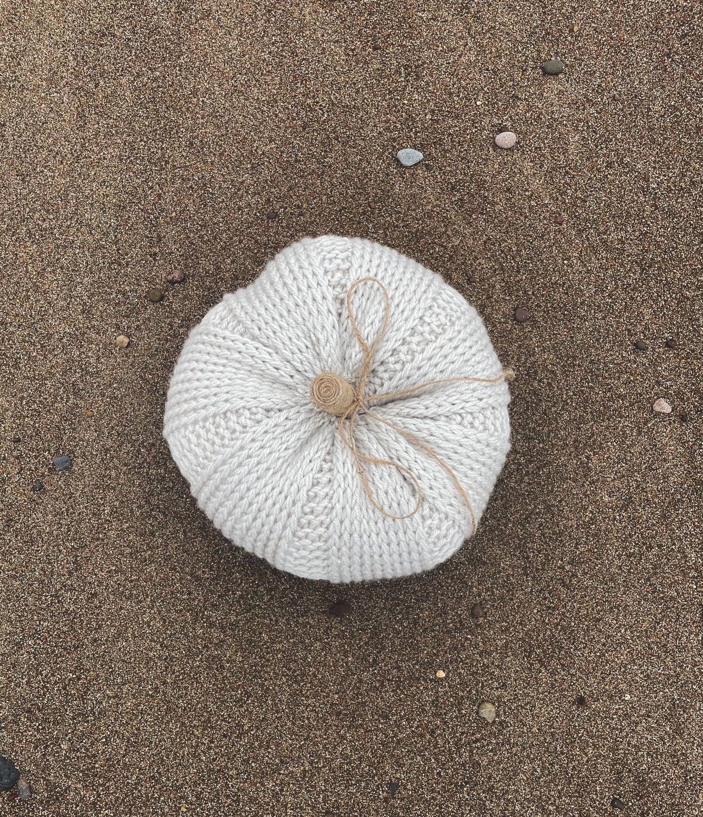 Light Gray Knitted Pumpkin Pillow