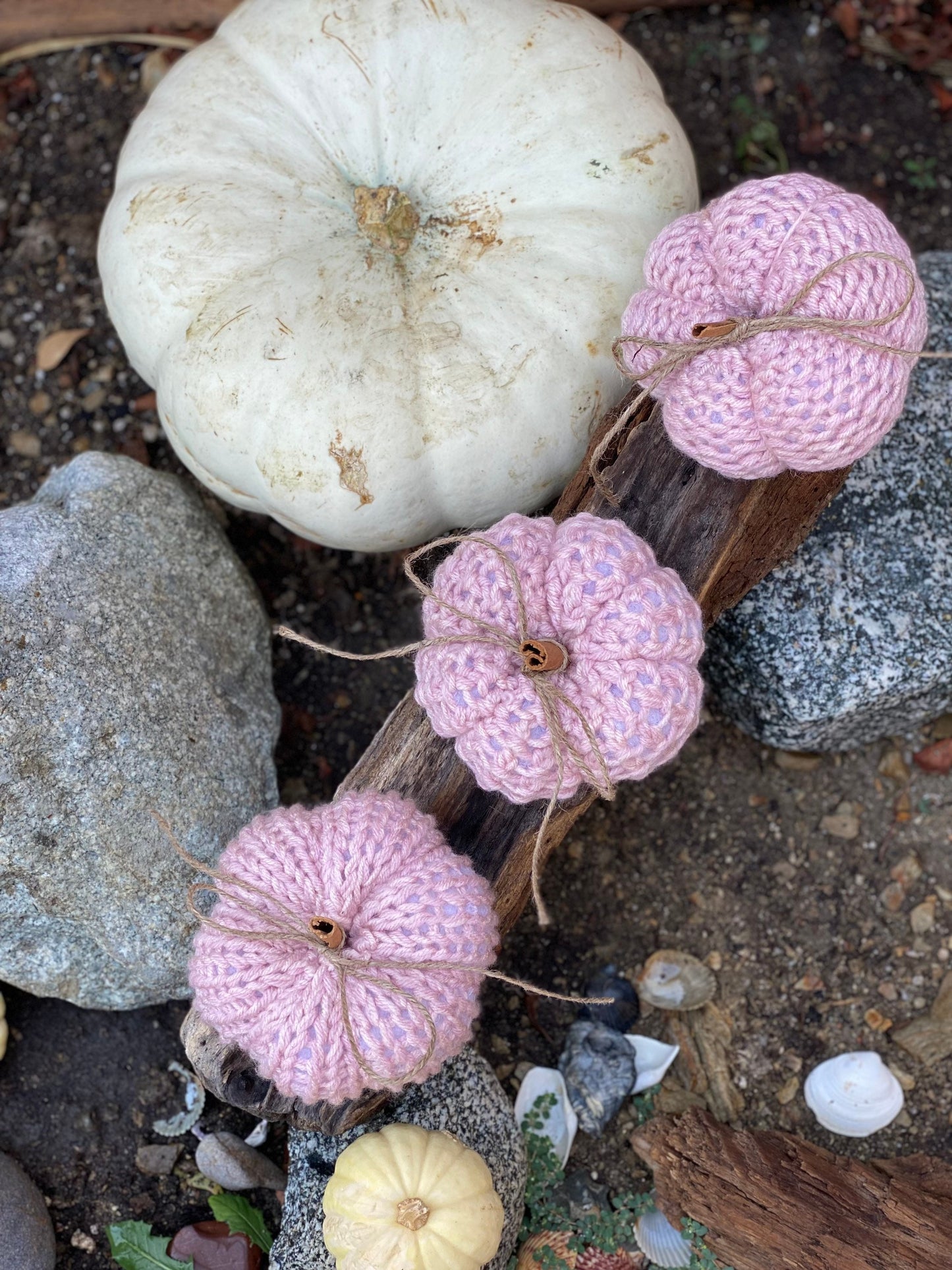 Pink Mini Knitted Pumpkins