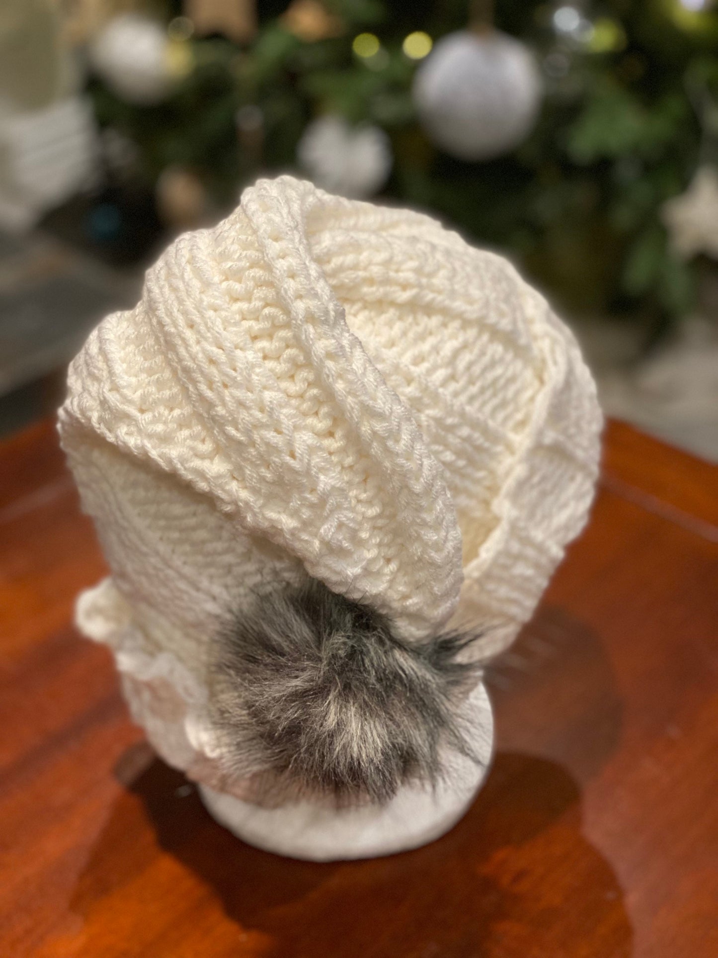 Knitted Snow White Santa Hat