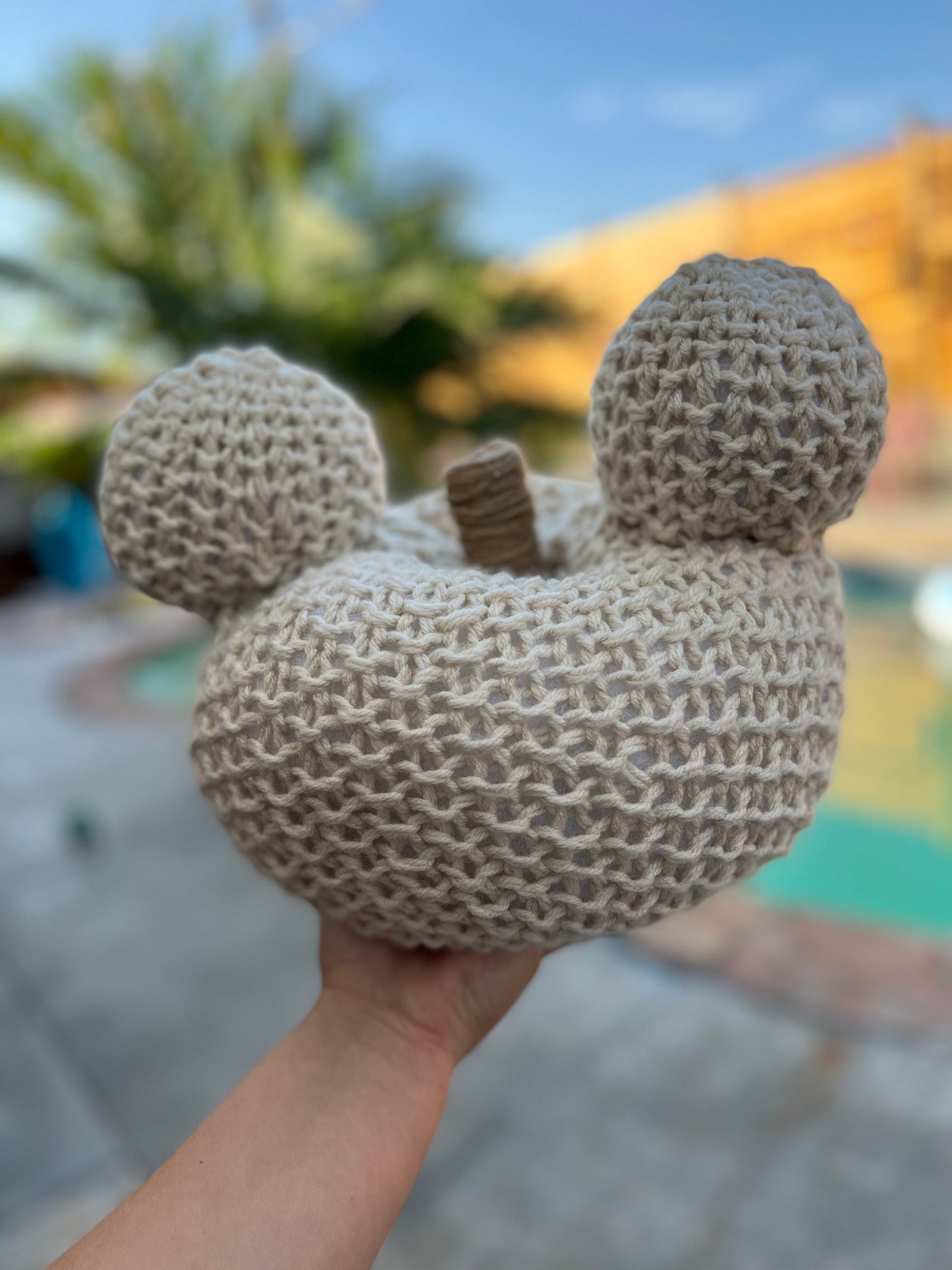 Knitted Mouse Pumpkin Pillow