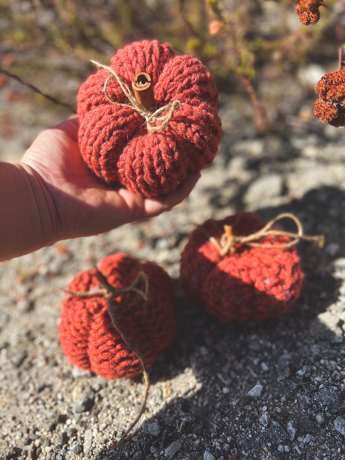 Pumpkin Spice Mini Knitted Pumpkins