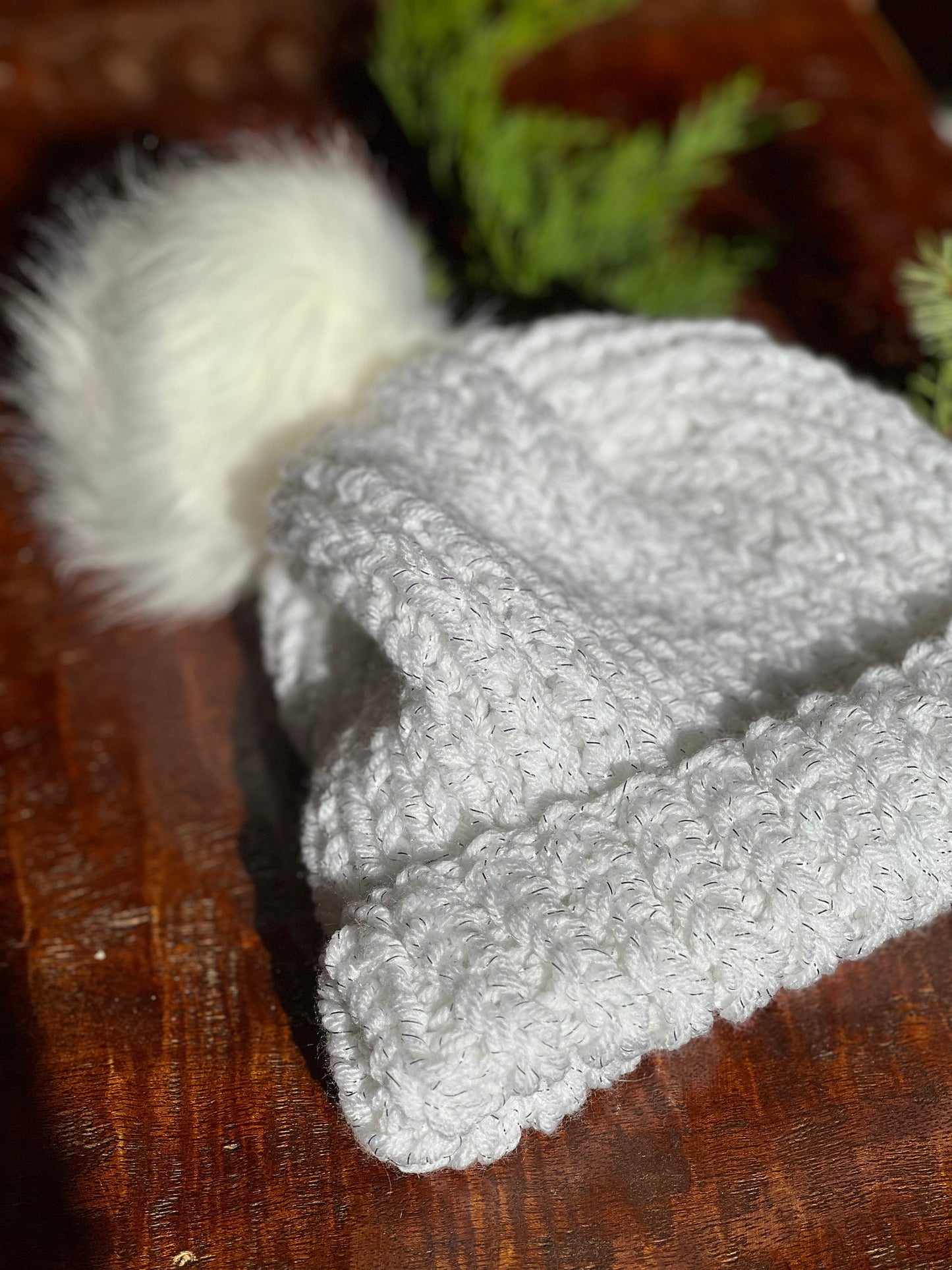 Knitted White Christmas Beanie