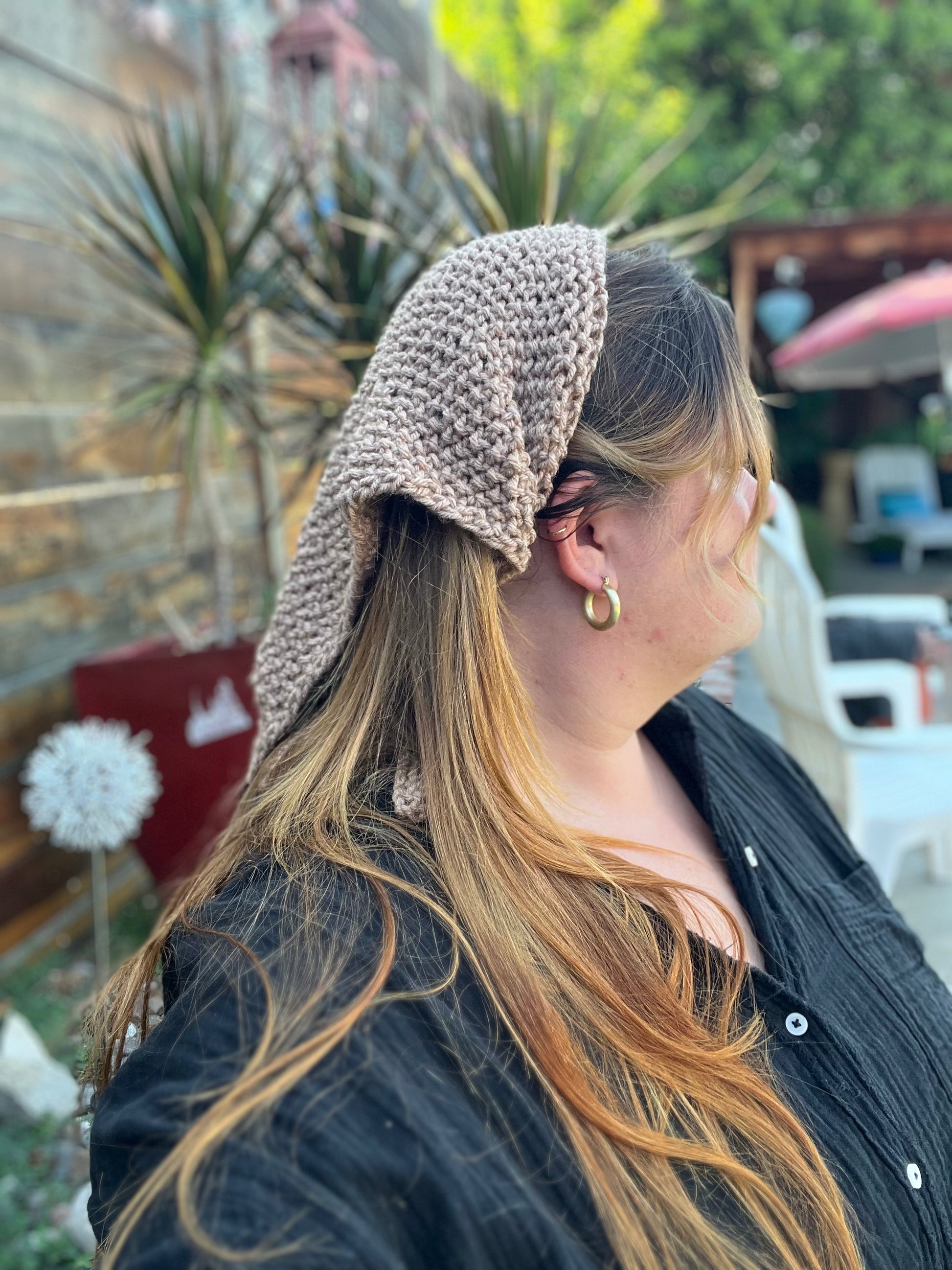 Boho Knit Head Scarf Boho Knitted Bandana Head Scarf – Cozyfogboutique