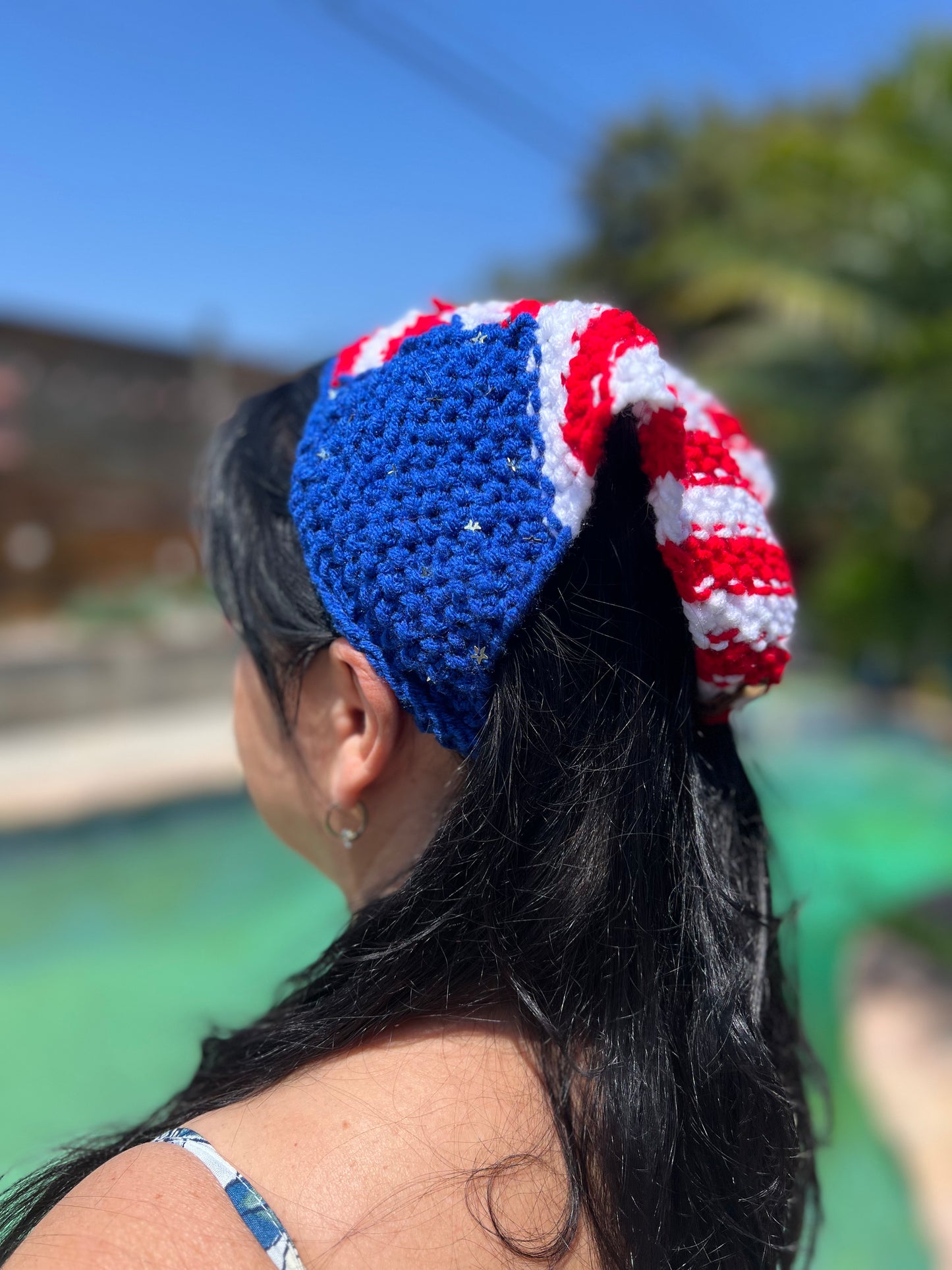 Patriotic Knitted Hair Bandana