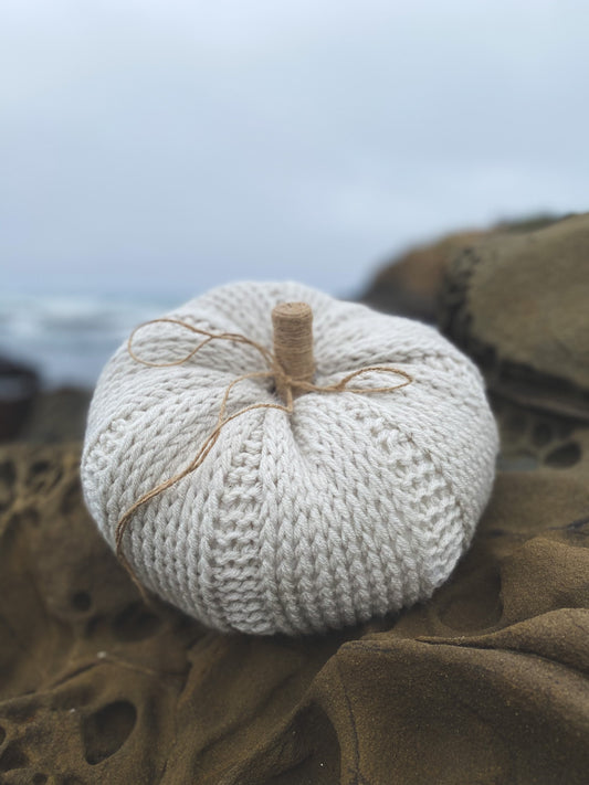 Light Gray Knitted Pumpkin Pillow