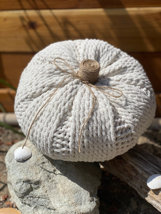 Ivory Jumbo Soft Knitted Pumpkin Pillow