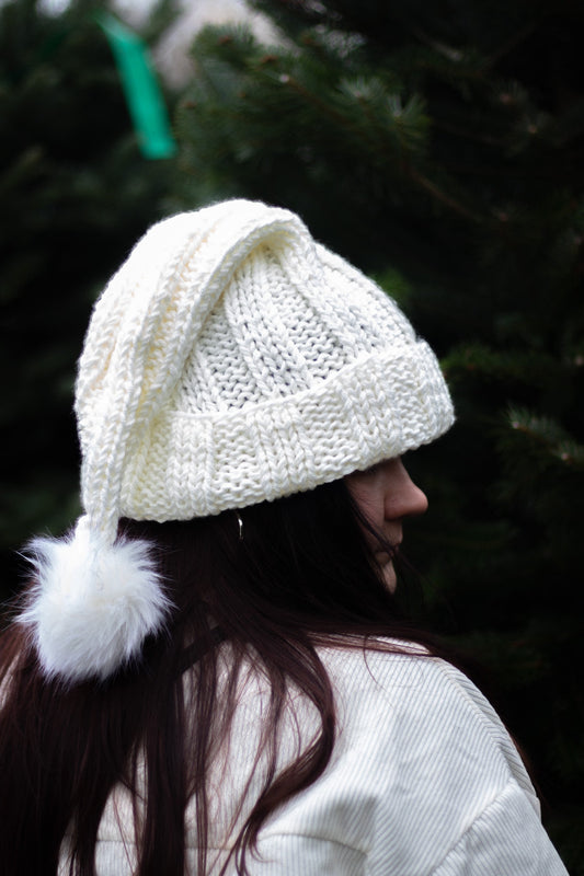 Knitted Snow White Santa Hat