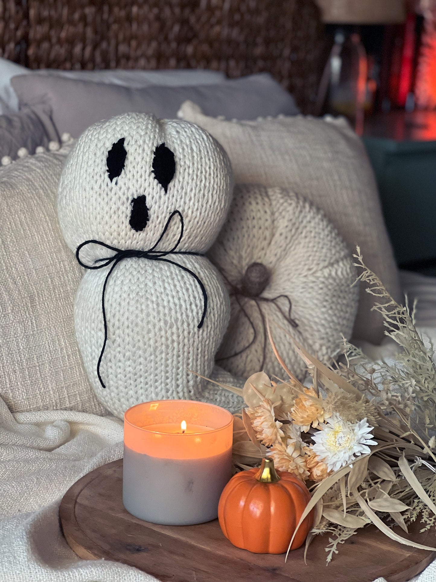 Ghost Pillow, Knitted Ghost Pillow