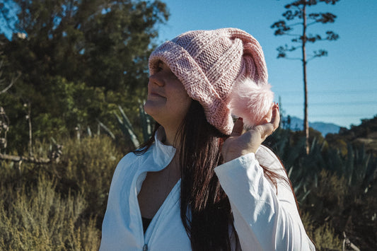 Knitted Pink Santa Hat